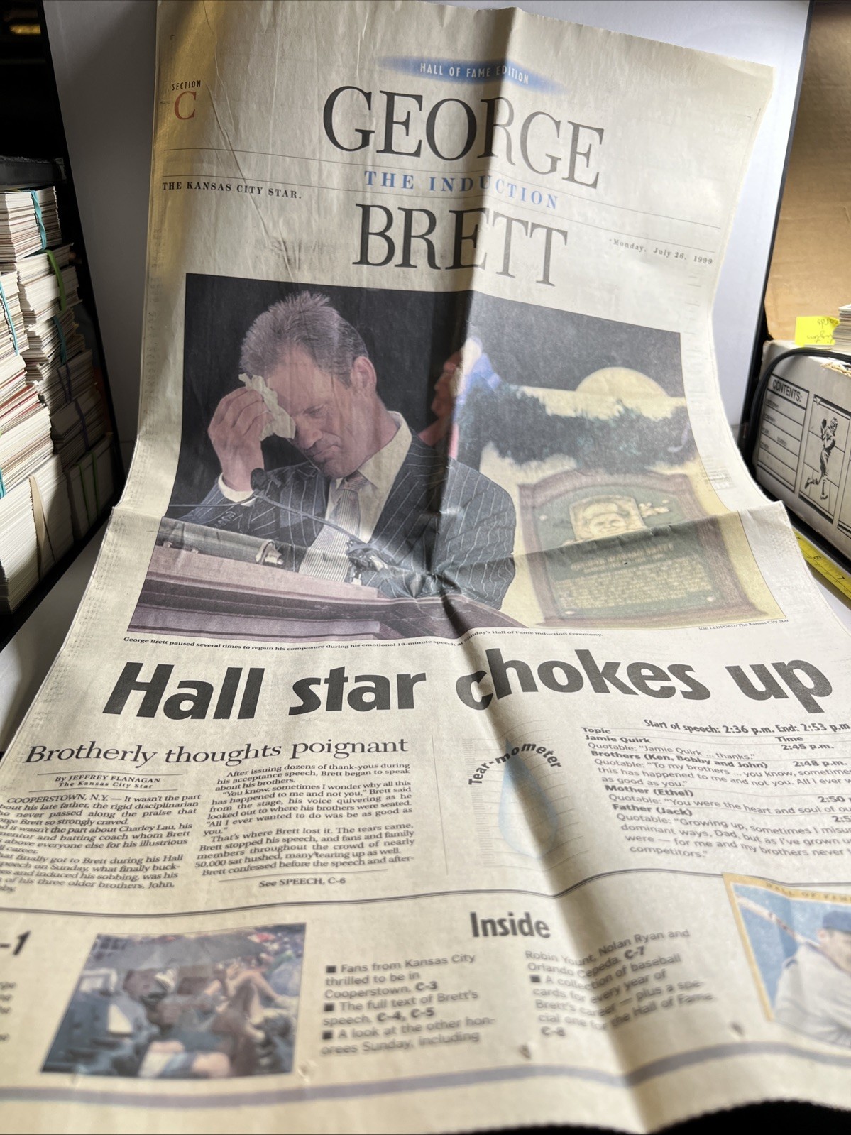 Kansas City Star Newspaper GEORGE BRETT KC Royals Cooperstown 1999 MLB Editorial