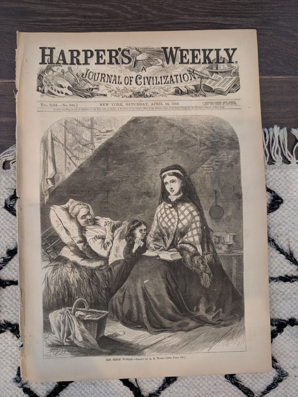 April 24 1869 Harpers Weekly, Nevada White Pine Mining, Suez Canal, Battle of Le