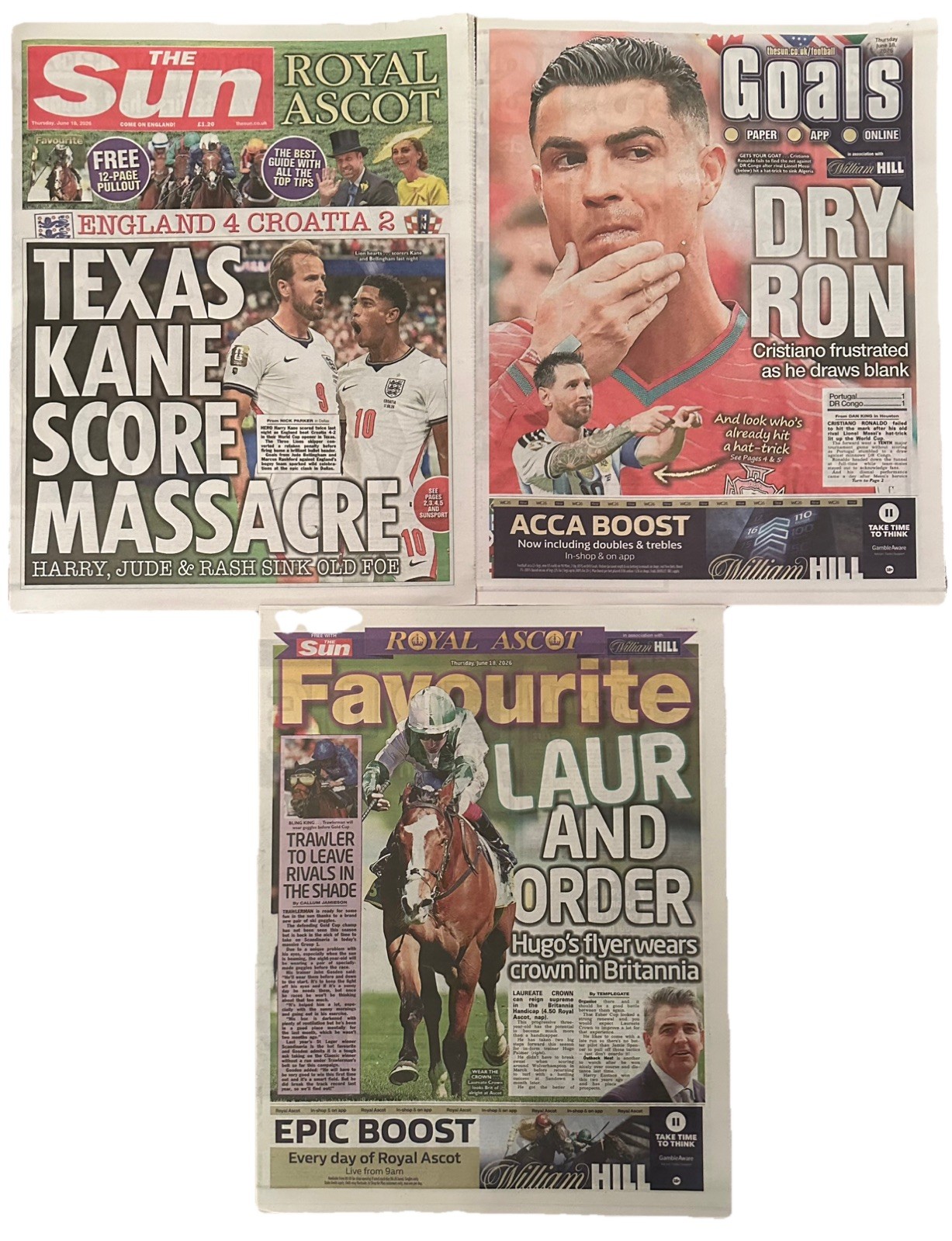 The Sun 18th June 2026 18/6/26 England Beat Croatia & Portugal Draw To DR Congo