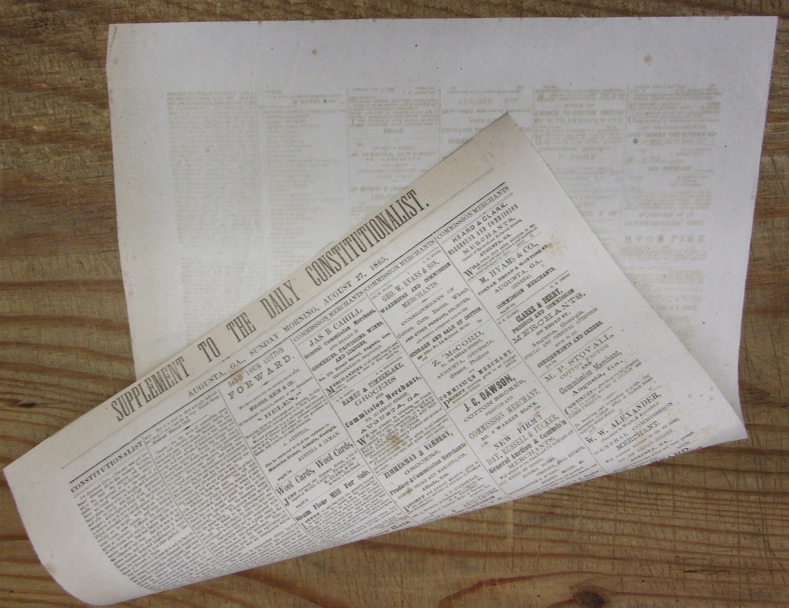 Rare 1865 Augusta GEORGIA post-Civil War Confederate newspaper BROADSIDE EXTRA
