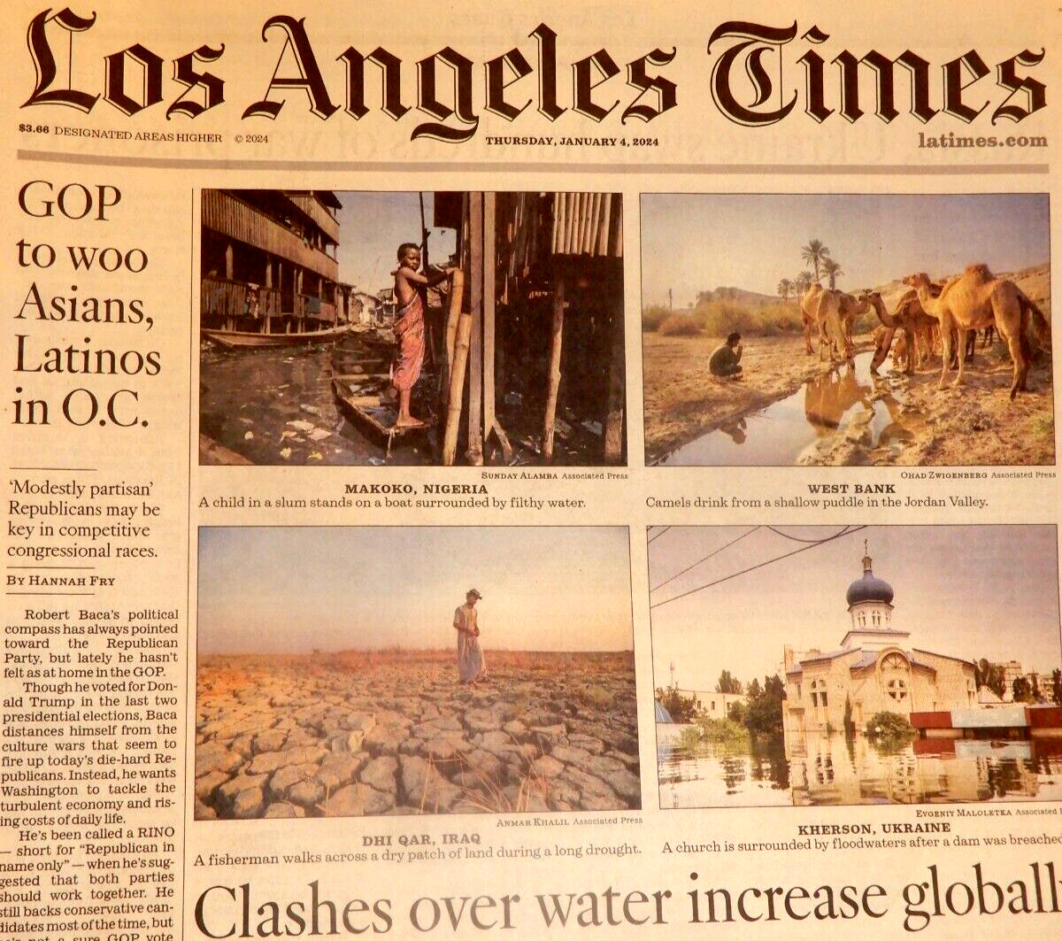 LOS ANGELES TIMES January 4, 2024 CALIFORNIA Taylor Swift Travis Kelce SUPERBUG