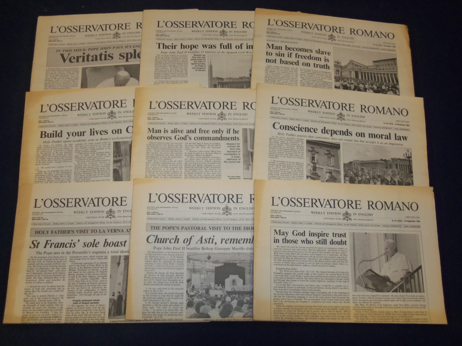 1993 L’OSSERVATORE ROMANO WEEKLY EDITION NEWSPAPER LOT OF 50 COMPLETE – O 2443