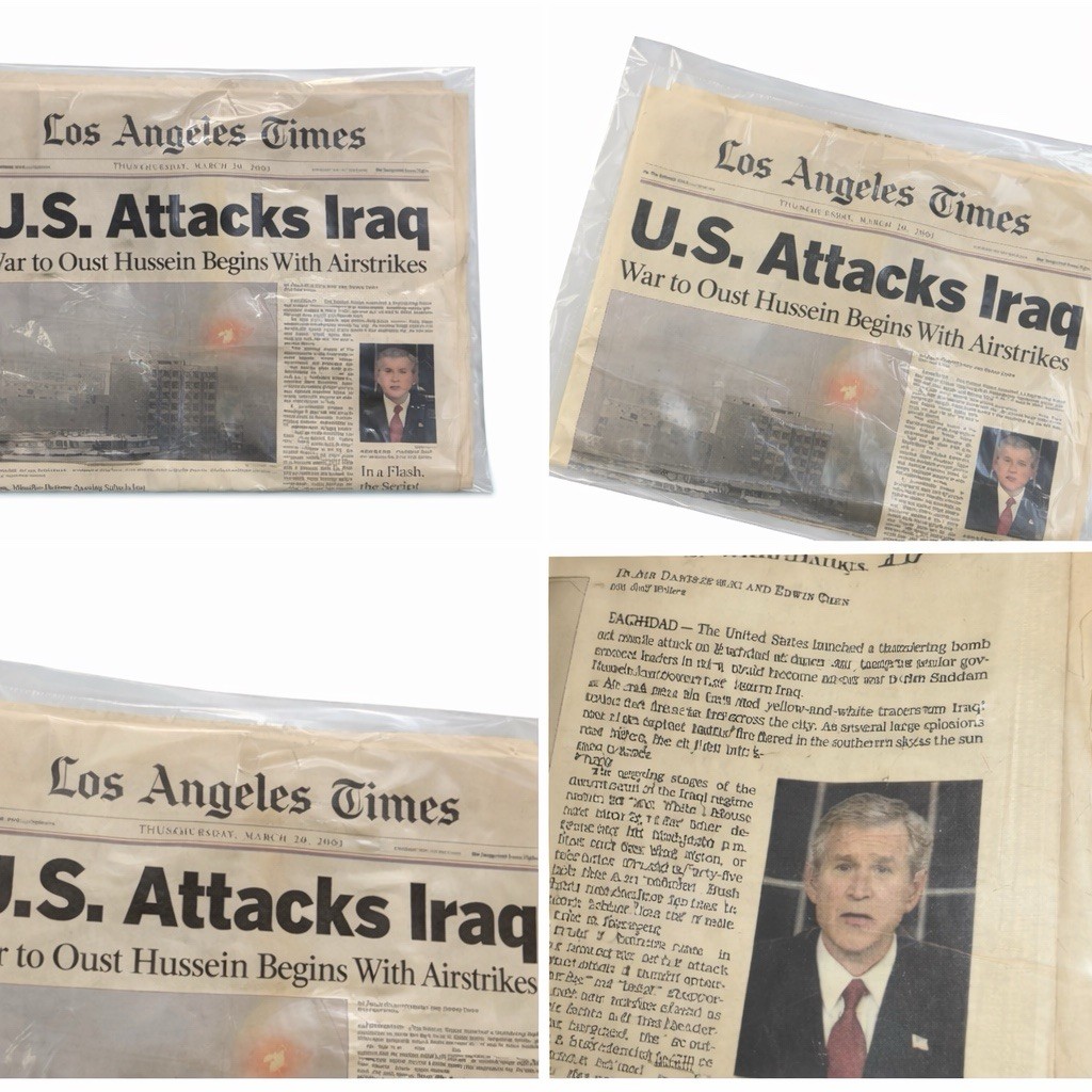 Los Angeles Times “U.S. Attacks Iraq” March 20, 2003 Historical Newspaper