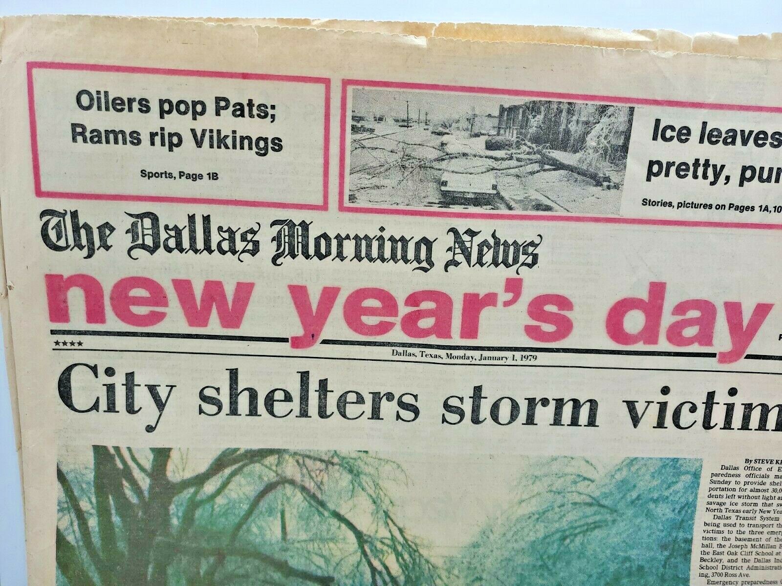 The Dallas Morning Newspaper. Only Main Sec A Vintage 1979. Monday, January 1st.