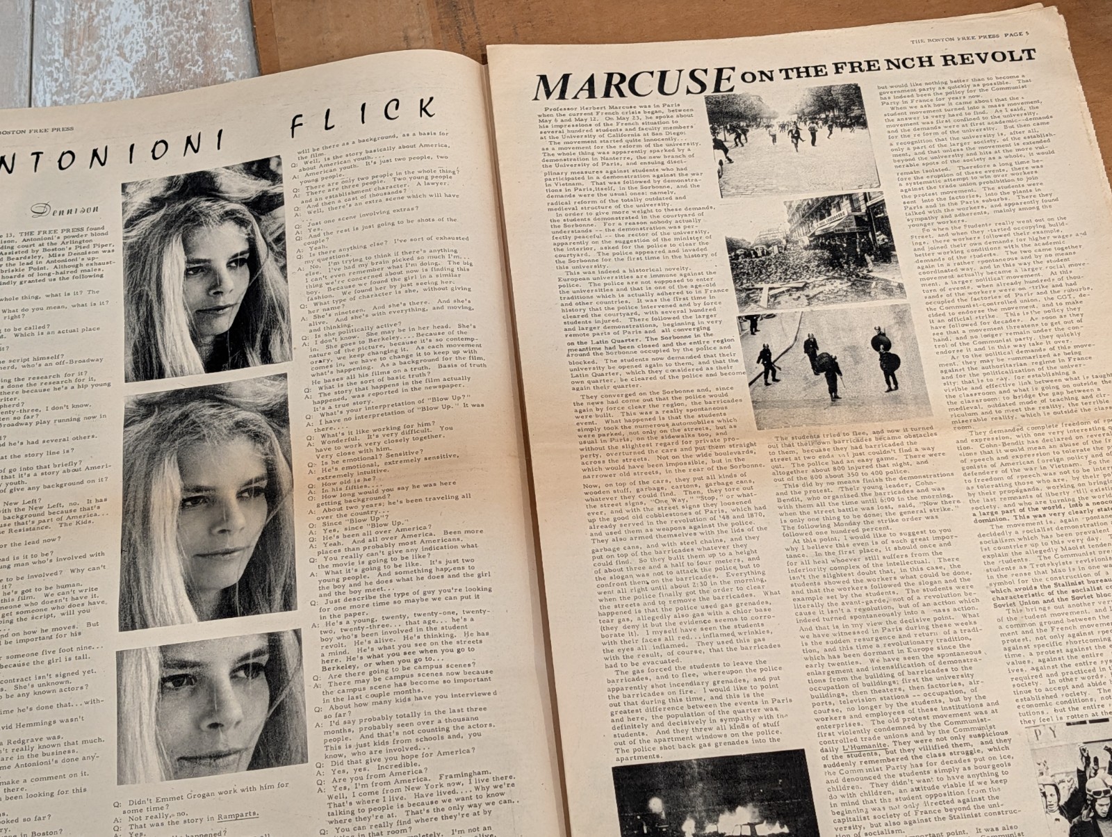 Boston Free Press No. 5 1968 Underground Newspaper Spock Trial Marcuse Antonioni