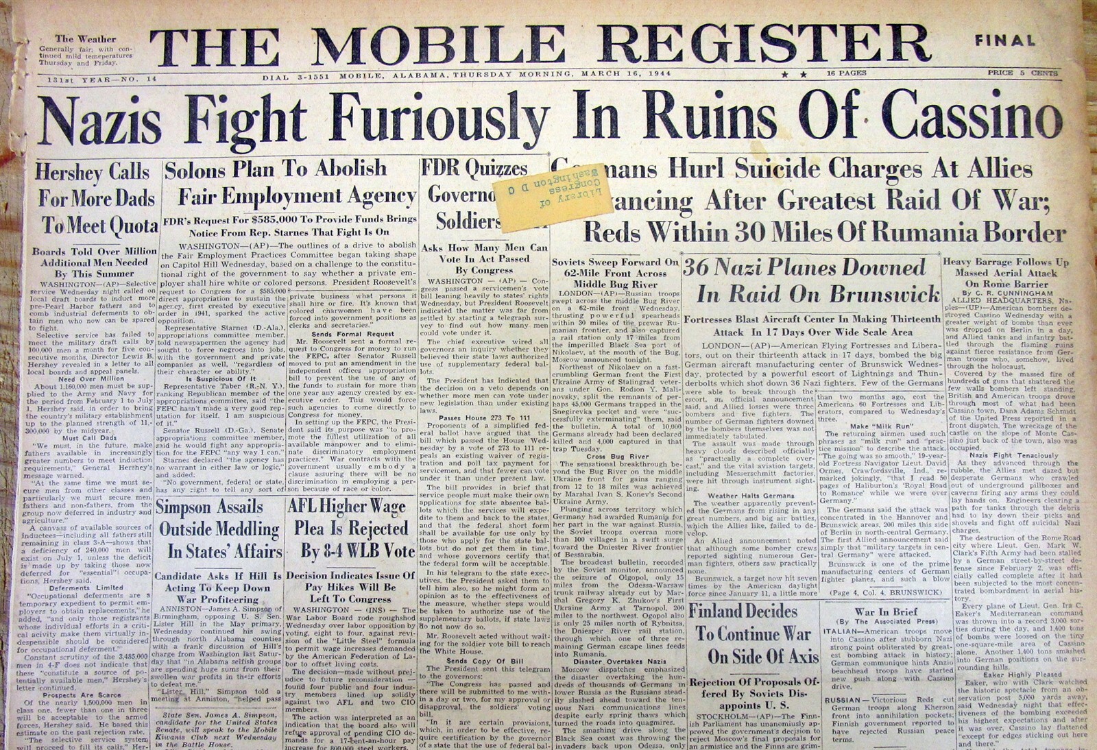 3 1944 WW II headline display newspapers The BATTLE for ROME Italy MONTE CASSINO