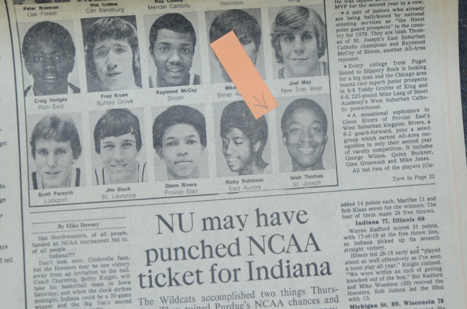 78 Isiah Thomas High School All Area All Star Basketball Team Chicago Newspaper