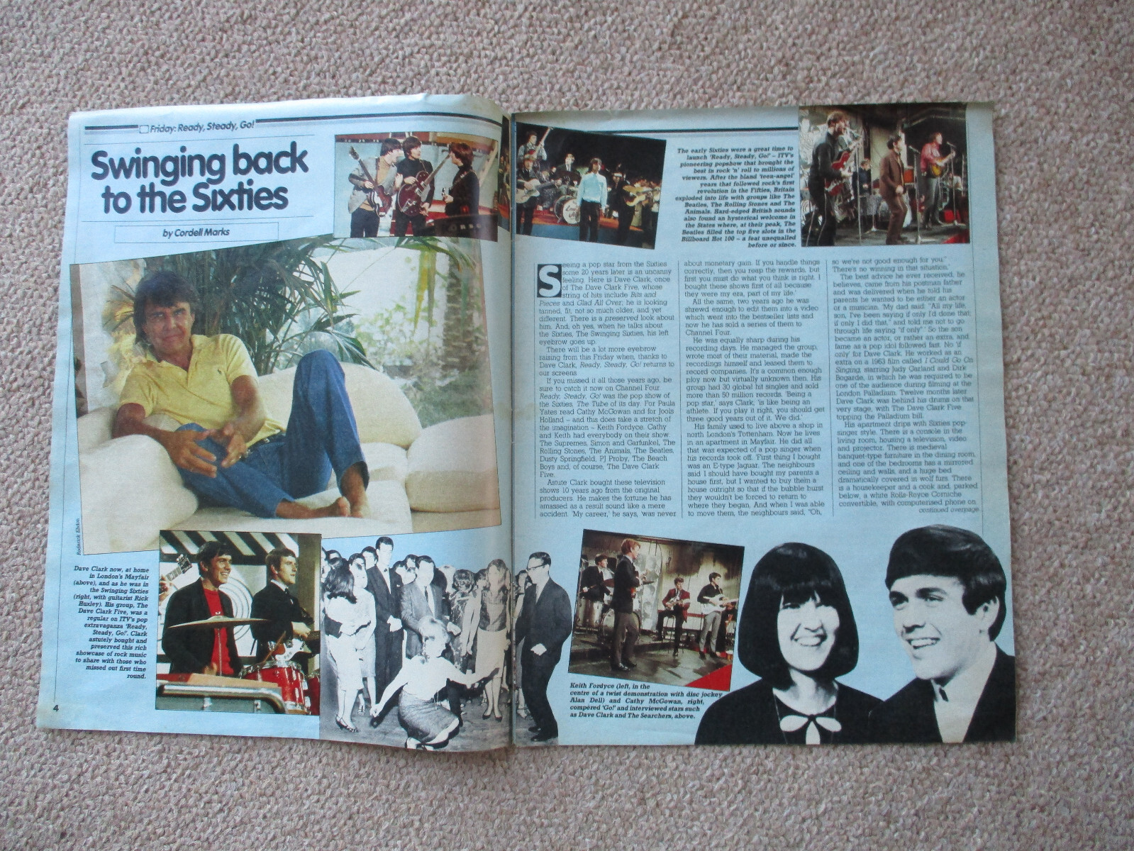 Dave Clark. Dave Clark 5. 1980s magazine article regarding ‘Ready Steady Go!’