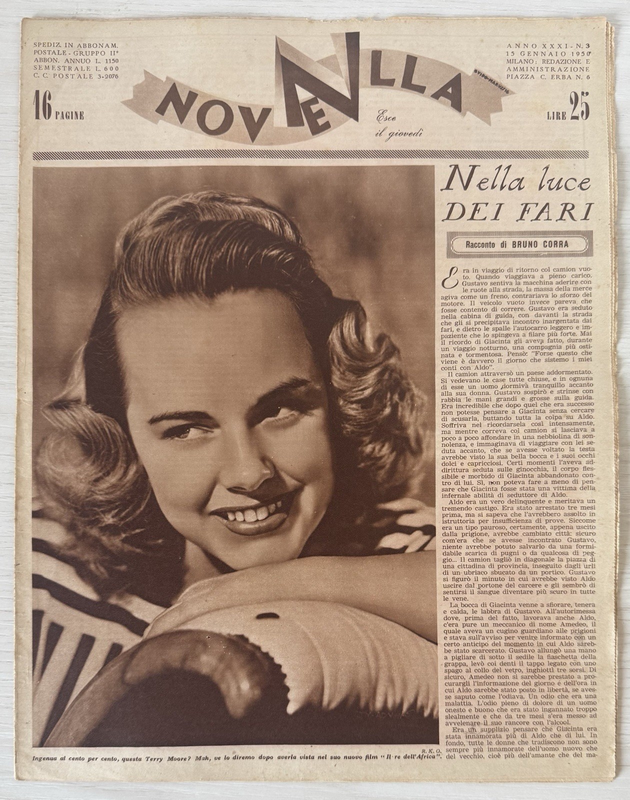 NEWS Women’s Literary Magazine Rizzoli No.3 1950 Year XXXI Terry Moore
