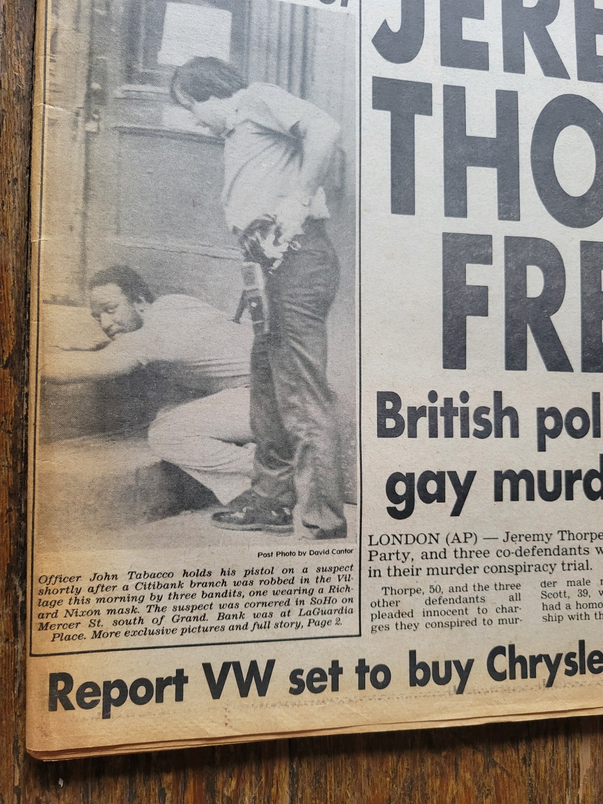 New York Post Newspaper, June 22, 1979, Jeremy Thorpe Freed, Citibank Robbery