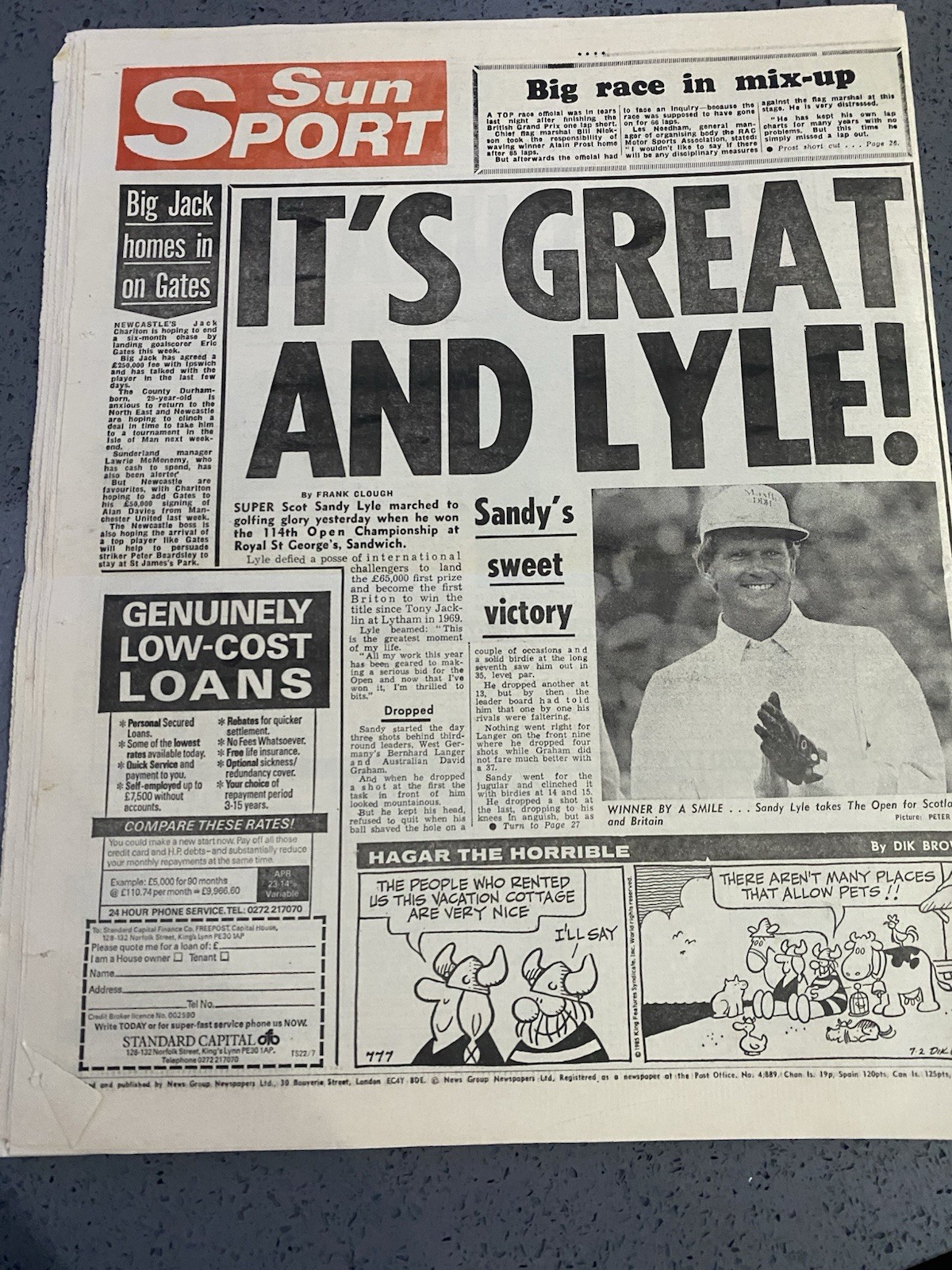 The Sun Newspaper July 22 1985 Sandy Lyle Wins Open Golf Championship
