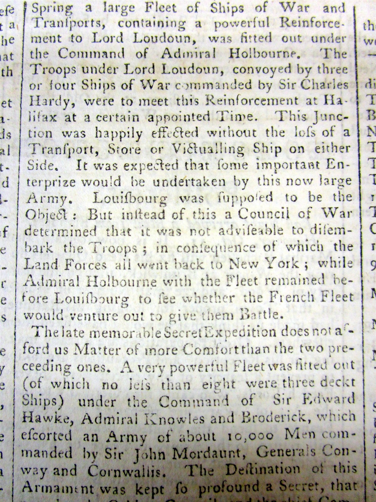 1757 newspaper LORD LOUDOUN as VIRGINIA Governor during the FRENCH & INDIAN WAR