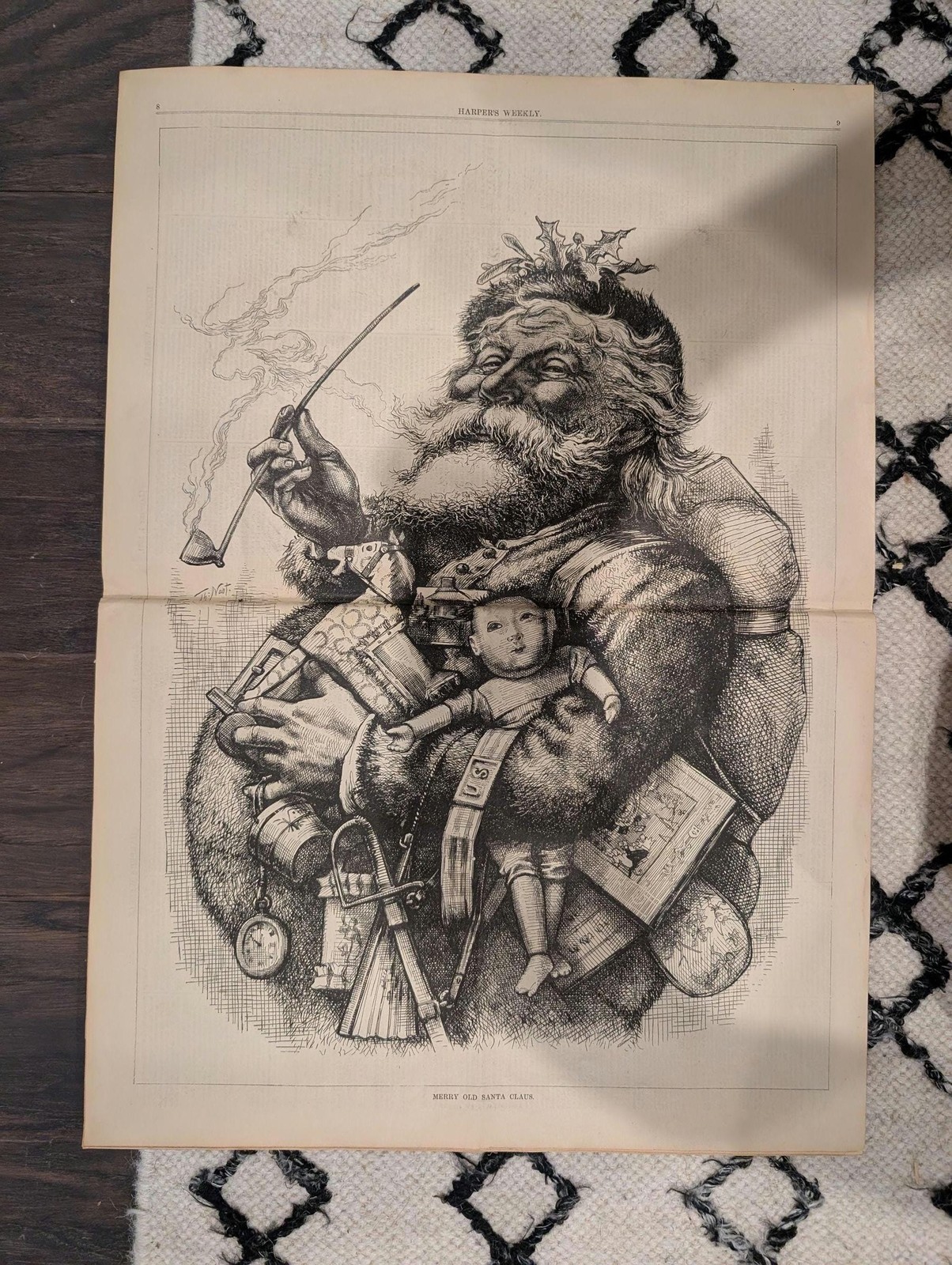 1881 Harper’s Weekly – Thomas Nast “Merry Old Santa Claus” Iconic Vintage Santa