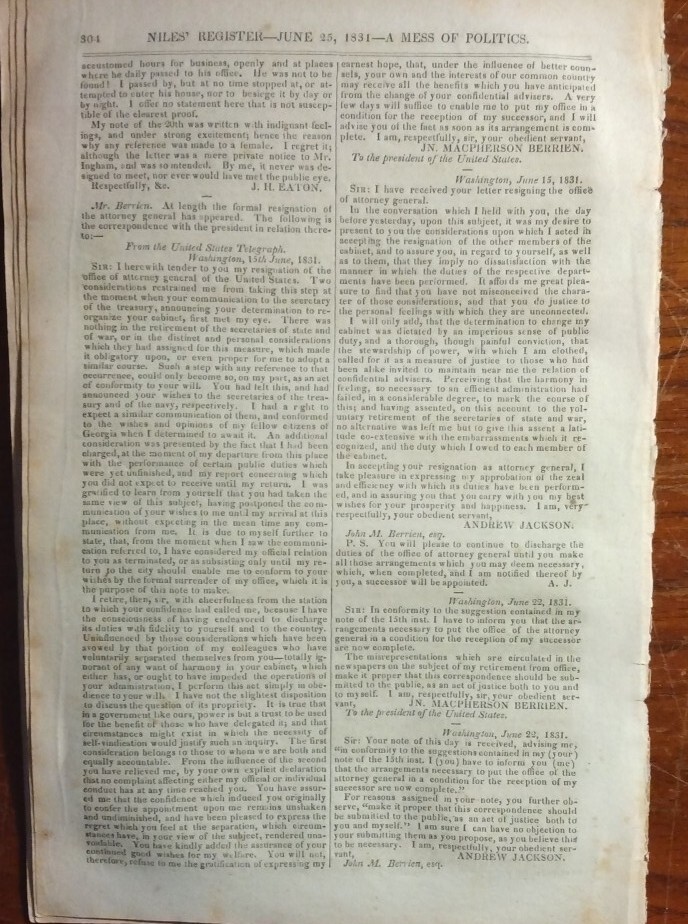 1831 Niles Weekly Newspaper – Cherokee & Creek Indian Affairs – US Cotton Trade
