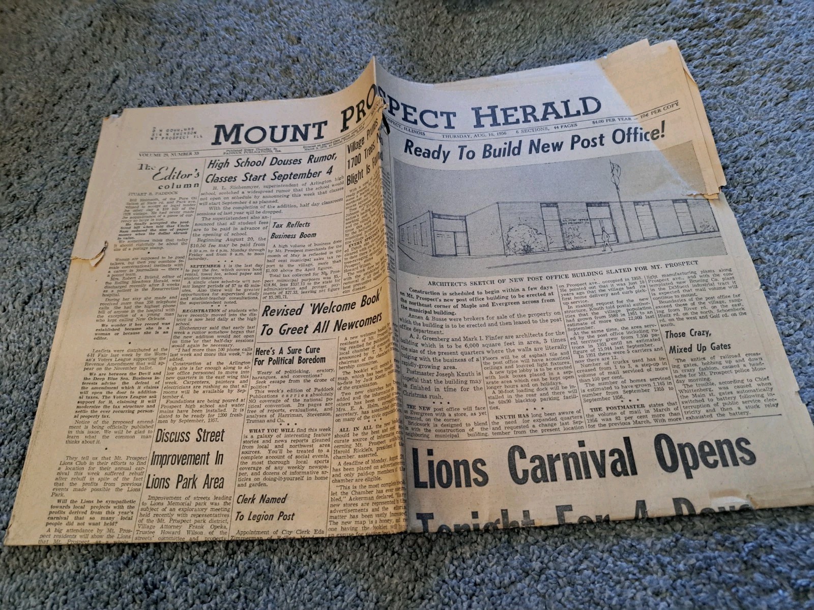 August 16 1956 Mount Prospect Herald Newspaper Mount Prospect Illinois
