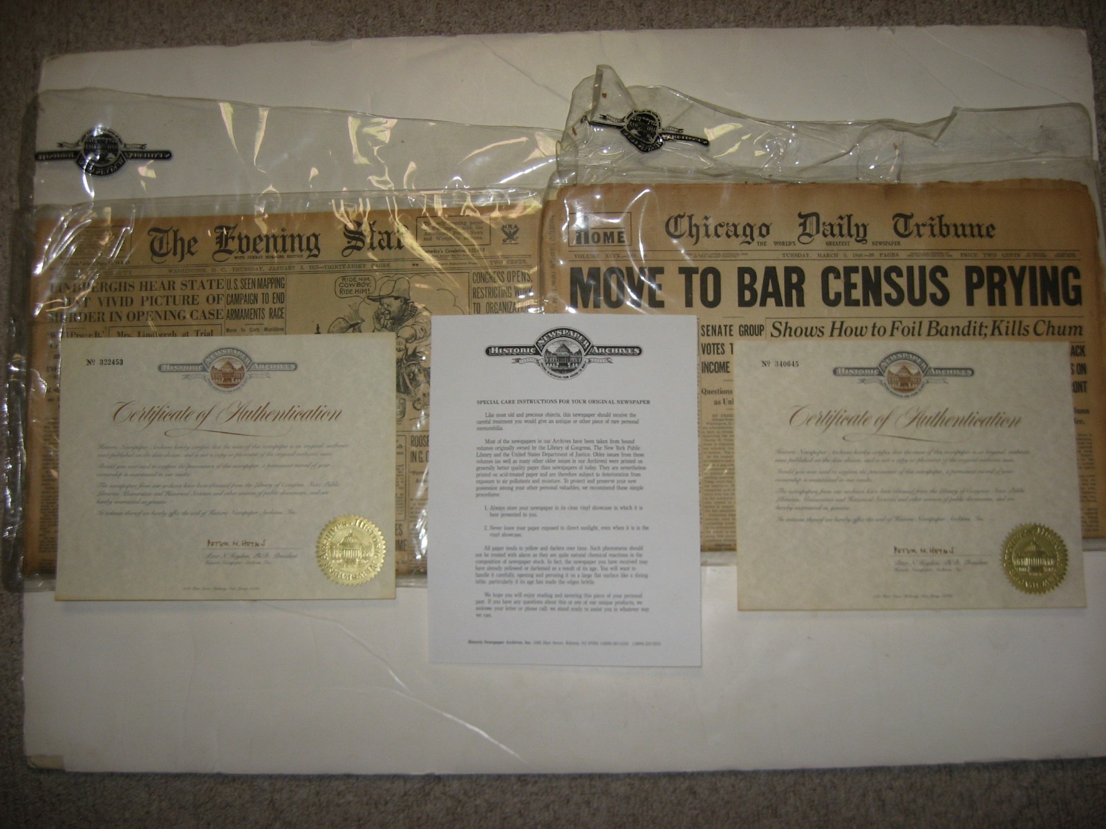 Historic Newspapers, 1935 Evening Star & 1940 Chicago Daily with Archive REDUCED