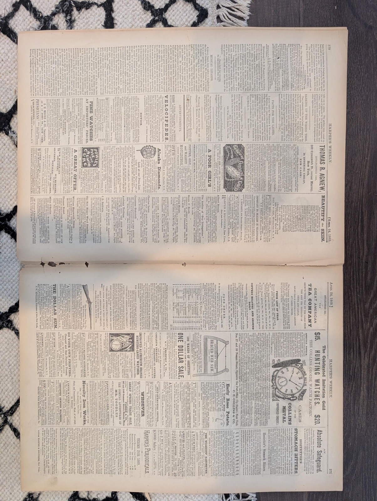 April 24 1869 Harpers Weekly, Nevada White Pine Mining, Suez Canal, Battle of Le