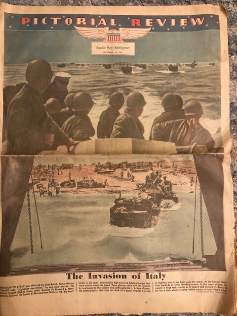 Seattle Post Intelligencer September 1943 Pictorial Review Invasion of Italy WW2