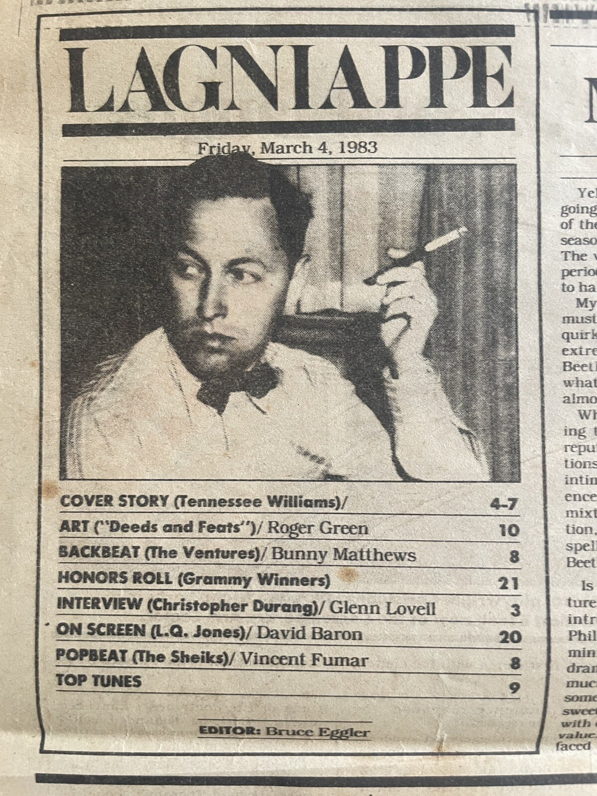 Tennessee Williams Special Edition – New Orleans Times-Picayune (1983 March 4)