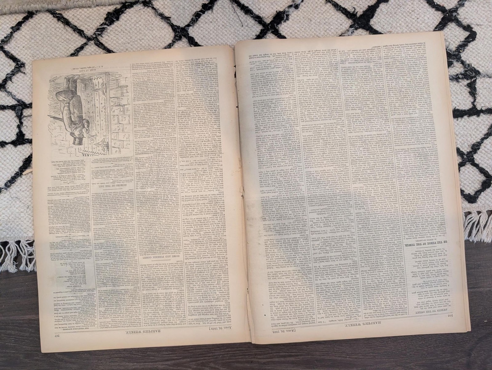 April 24 1869 Harpers Weekly, Nevada White Pine Mining, Suez Canal, Battle of Le
