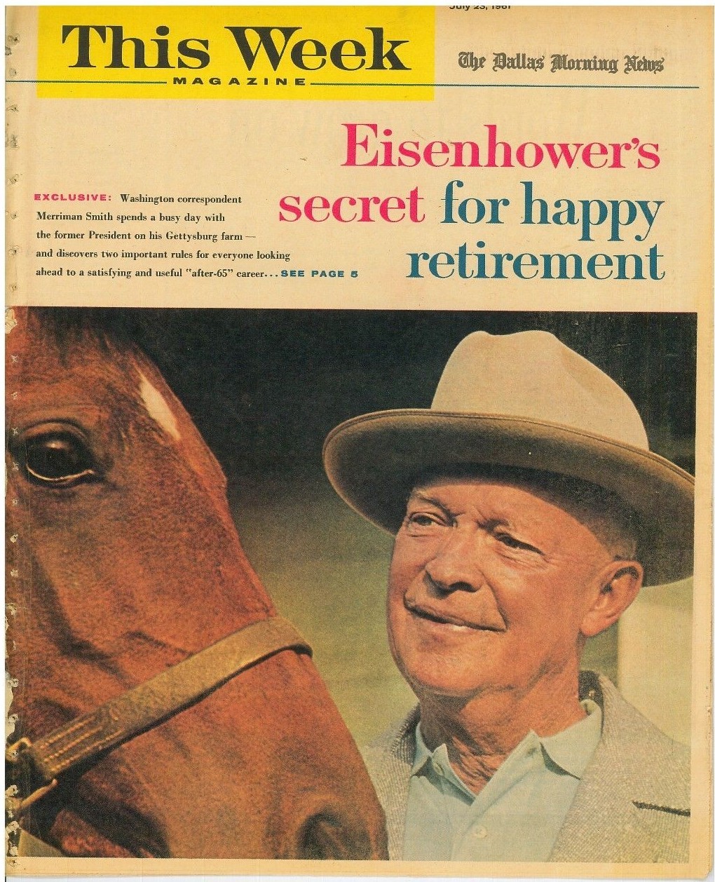 This Week Magazine July 23 1961 Dwight D Eisenhower Merriman Smith LB3