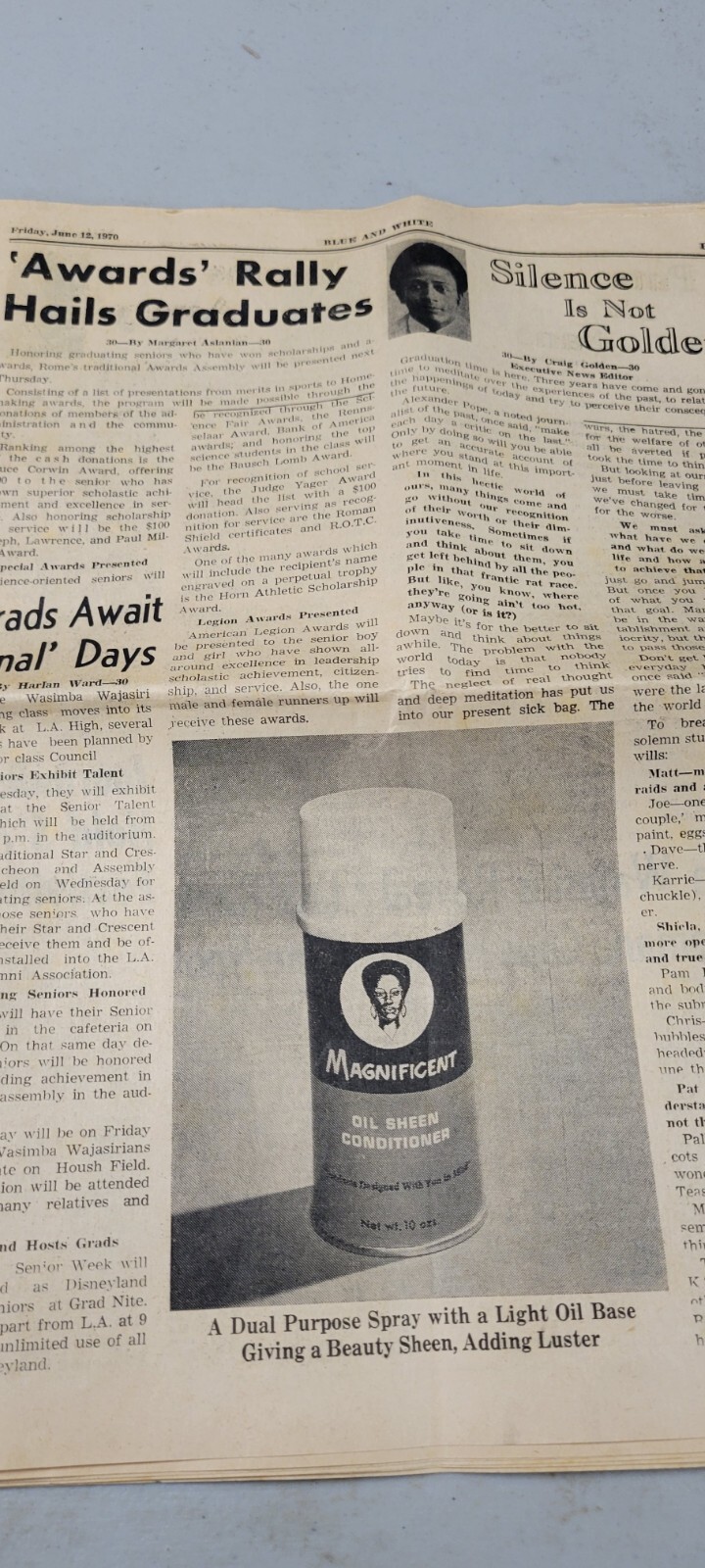 Vintage Rare 1970 LA High School Americana Wassimba Wajasiris Black Newspaper