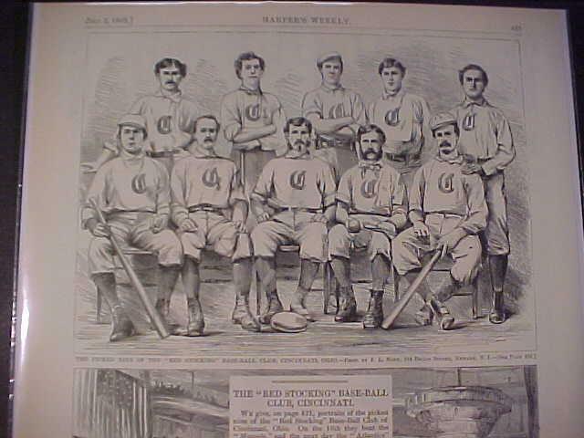 VINTAGE NEWSPAPER HEADLINE~ RED STOCKING CINCINNATI REDS BASEBALL CLUB TEAM 1869