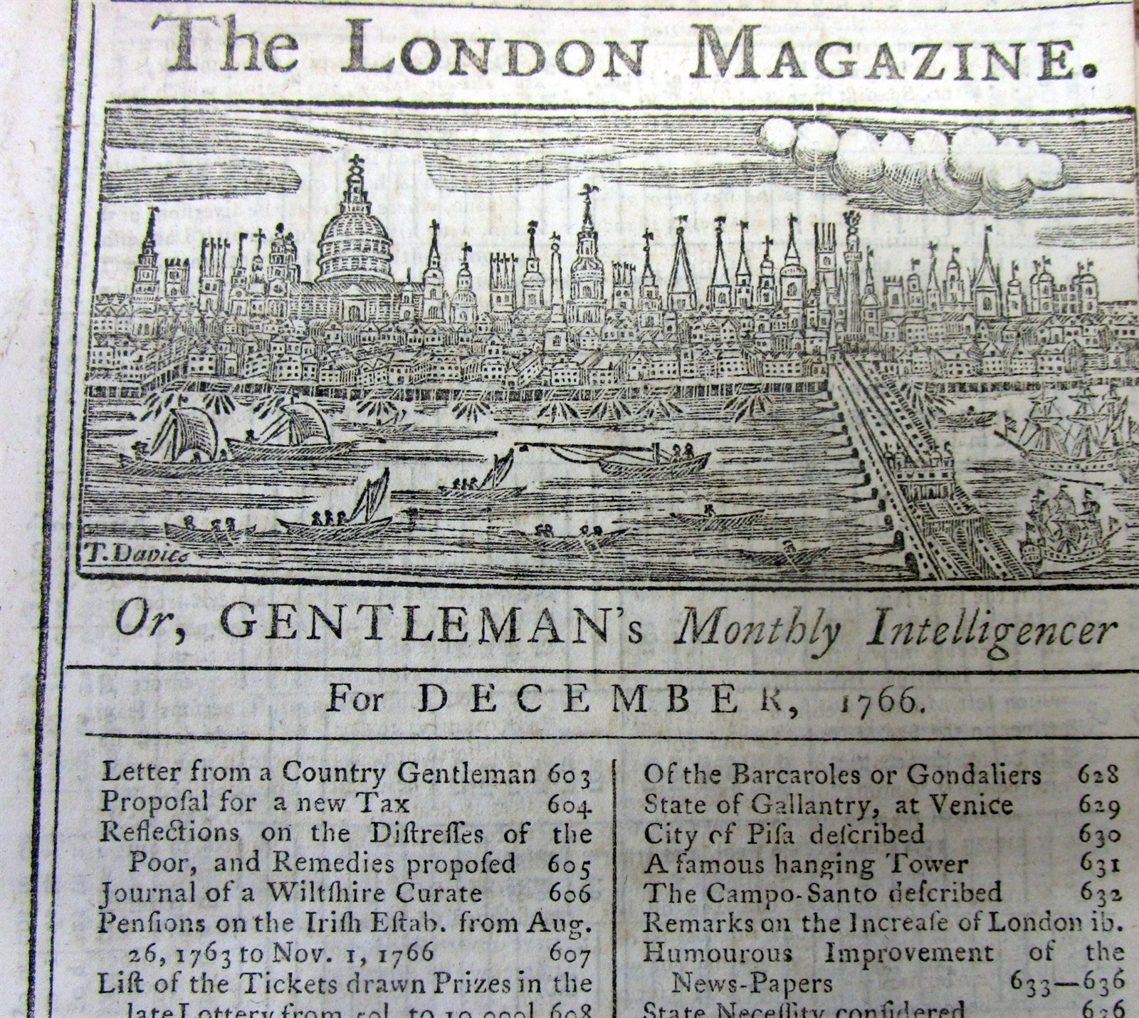 1766 newspaper / news magazine THE LEANING TOWER OF PISA in Italy DESCRIBED