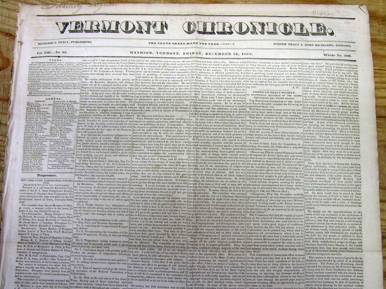 1833 newspaper w ANDREW JACKSON SPEECH on Indian Removal Policy TRAIL OF TEARS
