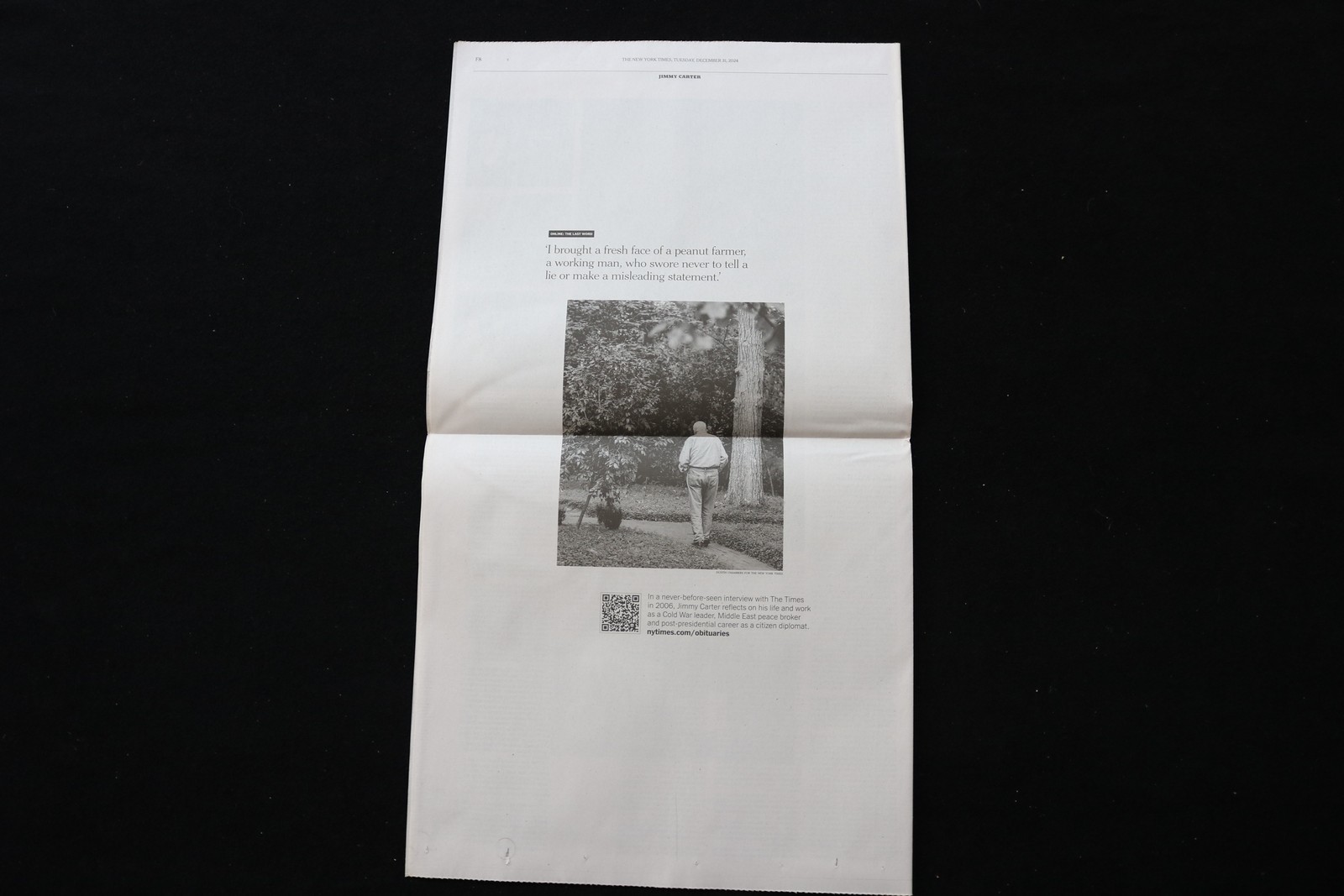 2024 DECEMBER 31 NEW YORK TIMES – JIMMY CARTER OBITUARY AND SPECIAL SECTION