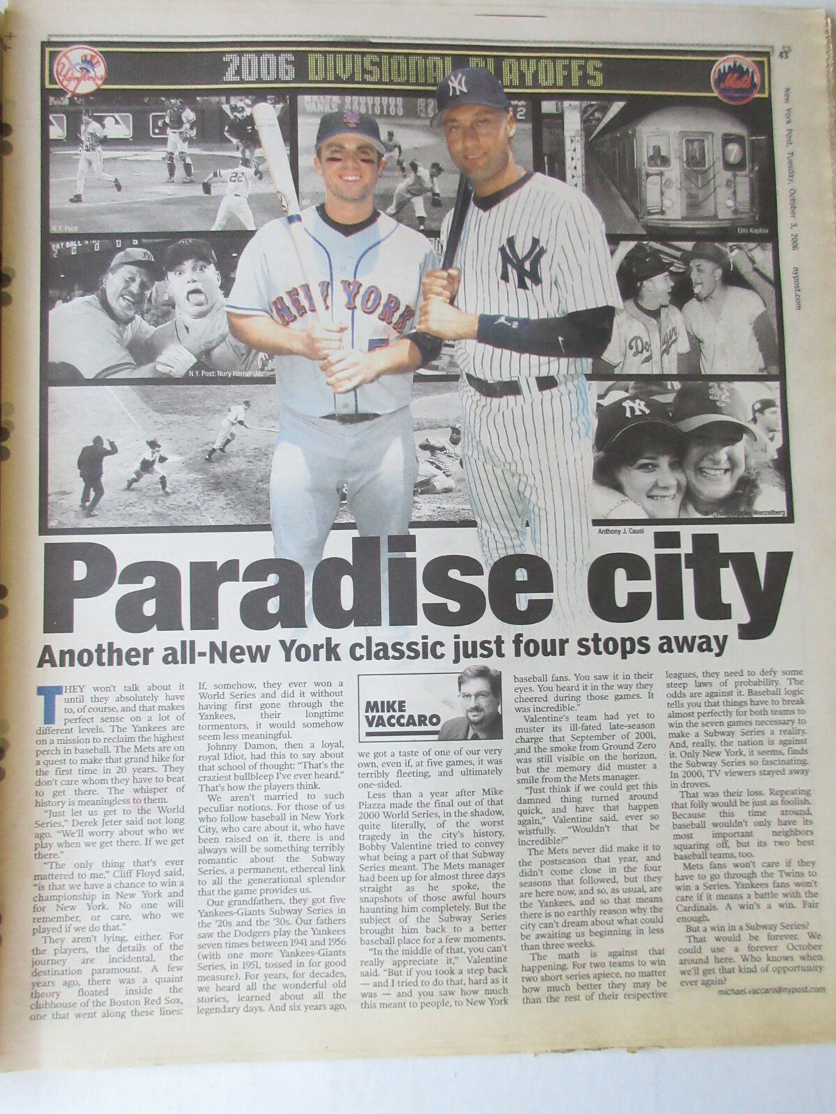 2006 NEW YORK DAILY NEWS MLB BASEBALL PLAYOFFS SPECIAL SECTION METS YANKEES