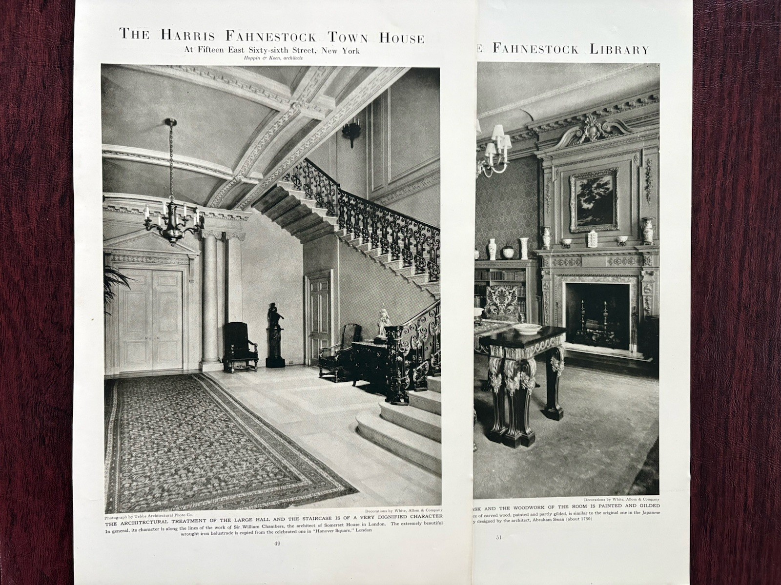 Harris Fahnestock Town House 15 E 66th St New York City Vtg Article Photos 1923