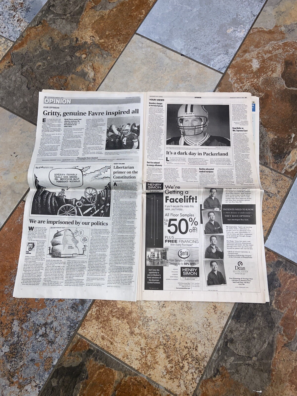 2008 Wisconsin State Journal Brett Favre Commemorative Edition “ Farewell”