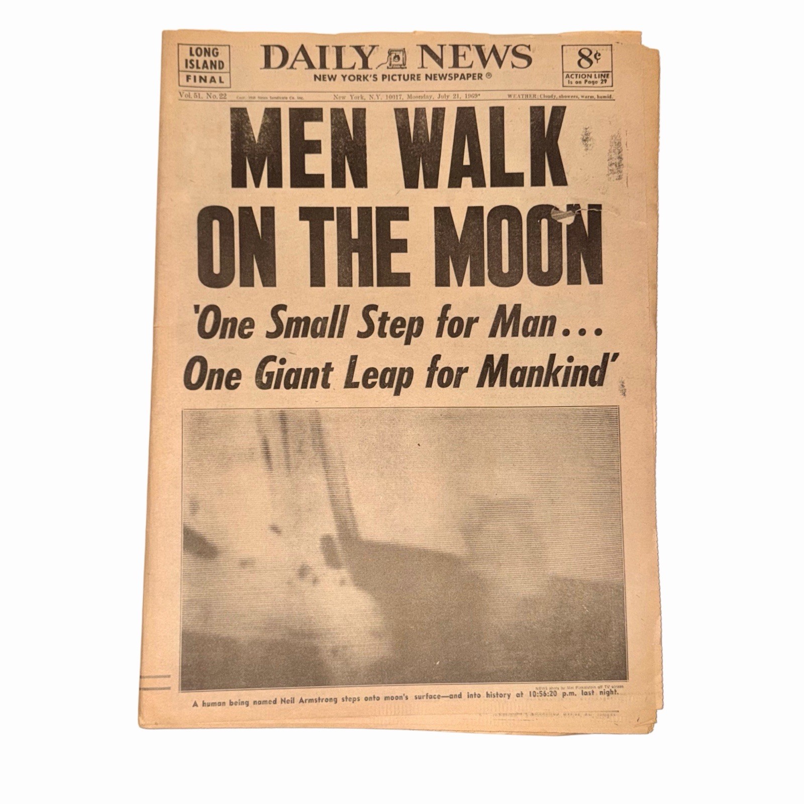 Set of 4 MEN WALK THE MOON 1969 Newsday & Daily News Newspapers Long Island, NY