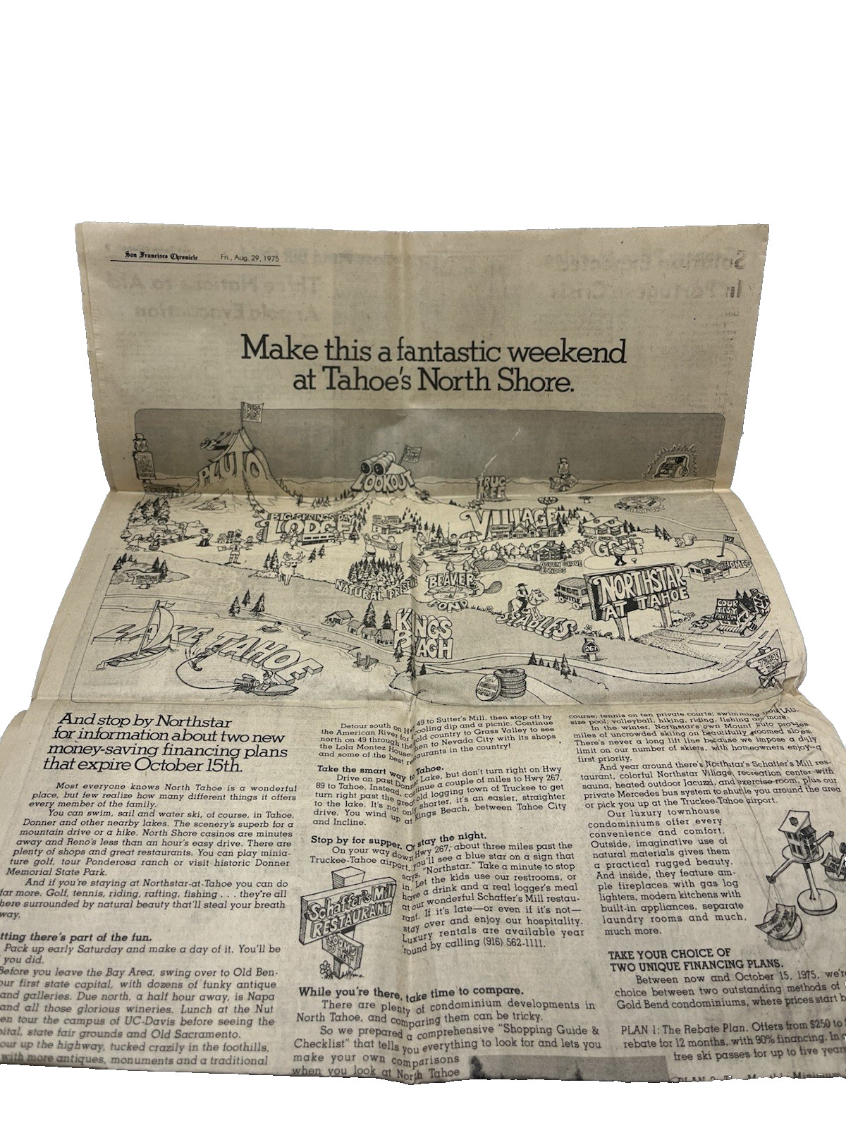 San Francisco Chronicle Newspaper August 1975 70s North Shore Tahoe Kings Beach