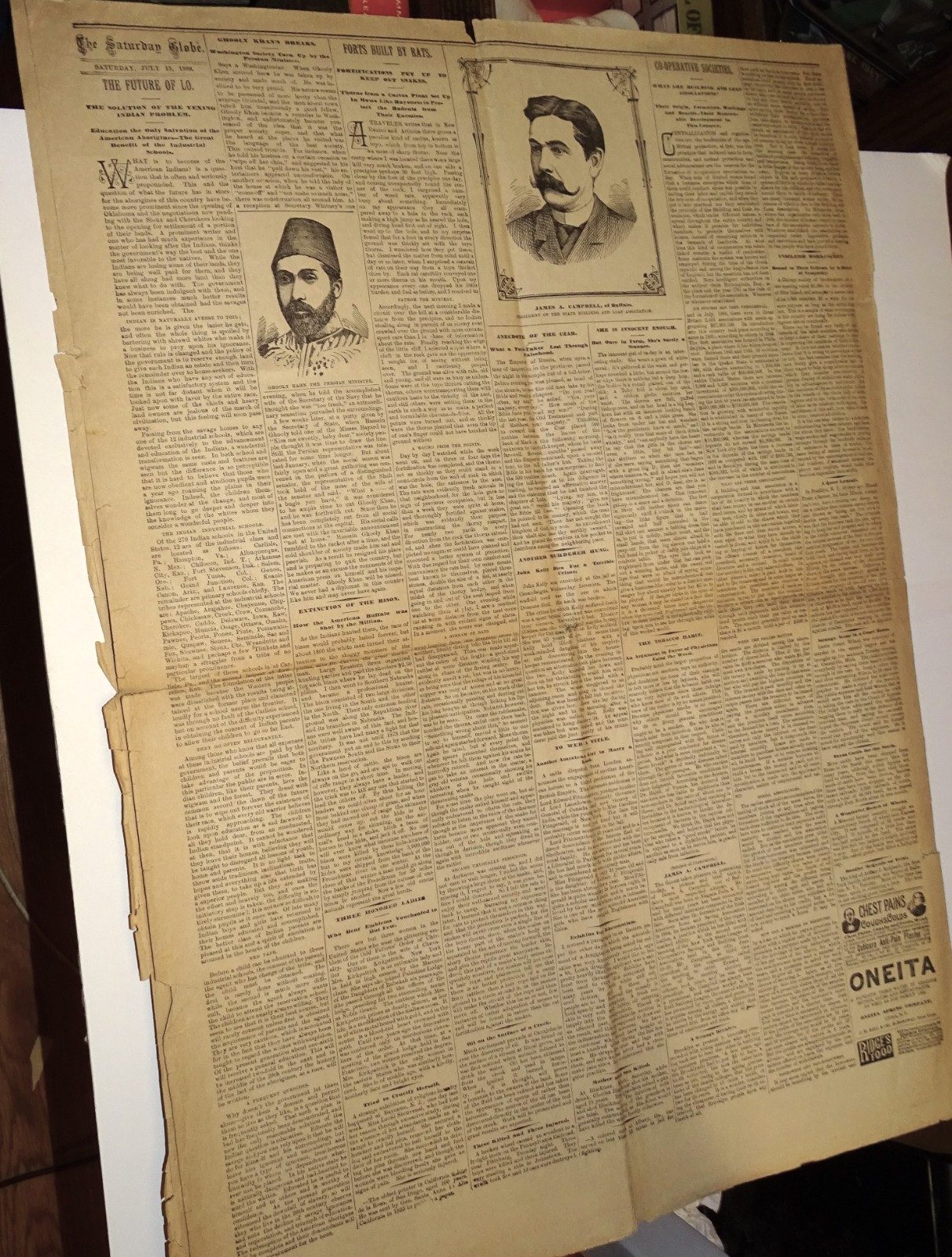 Sullivan-Kilrain (75 Rounds!) 1889 Sat. Globe newspaper LAST BARE-KNUCKLE FIGHT