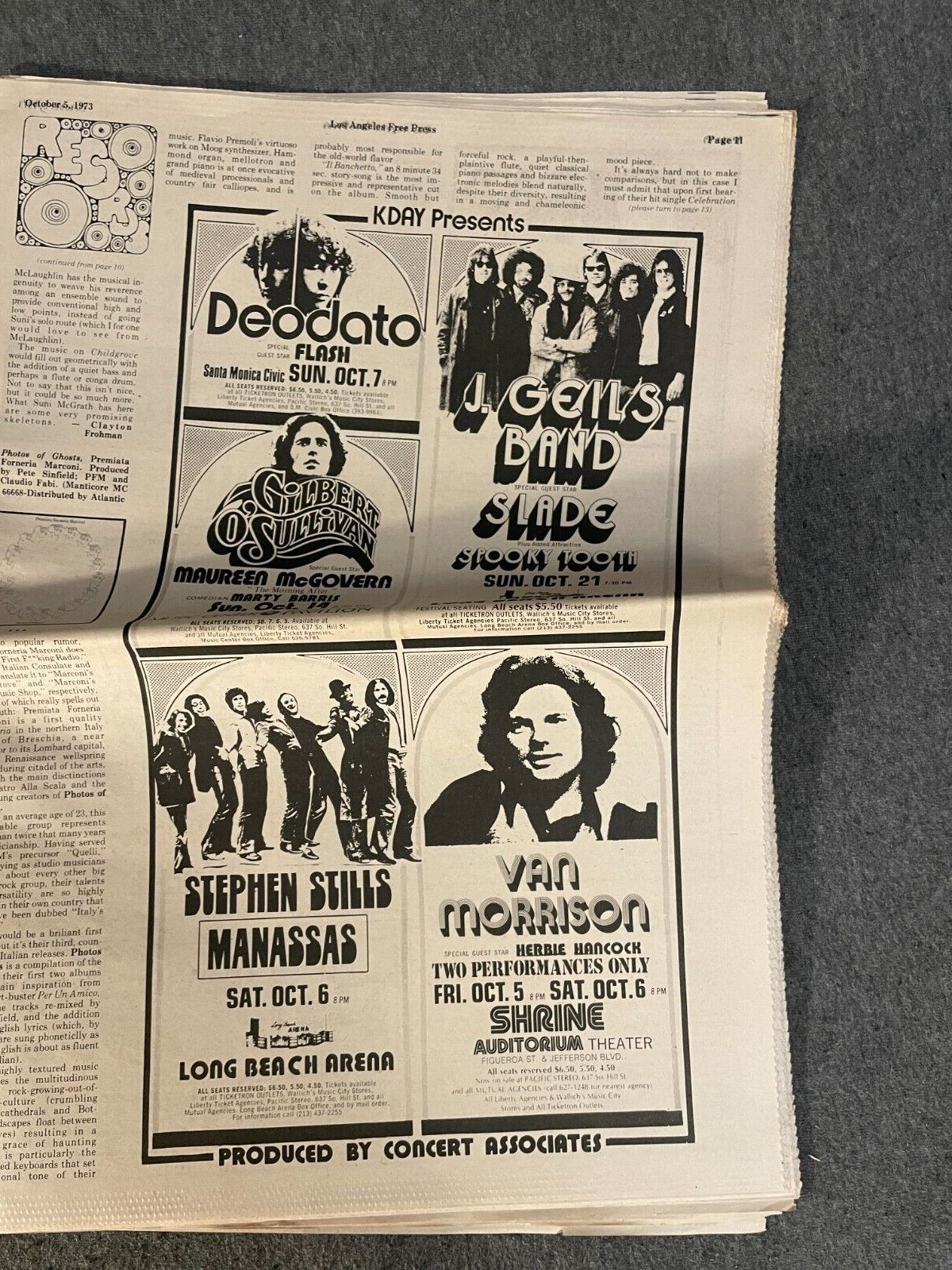 Oct 1973 Los Angeles Free Press Newspaper Iggy Pop Stooges Van Morison J Geils