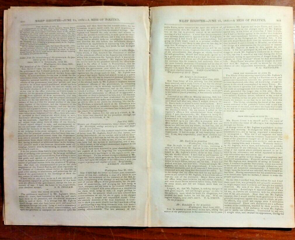 1831 Niles Weekly Newspaper – Cherokee & Creek Indian Affairs – US Cotton Trade