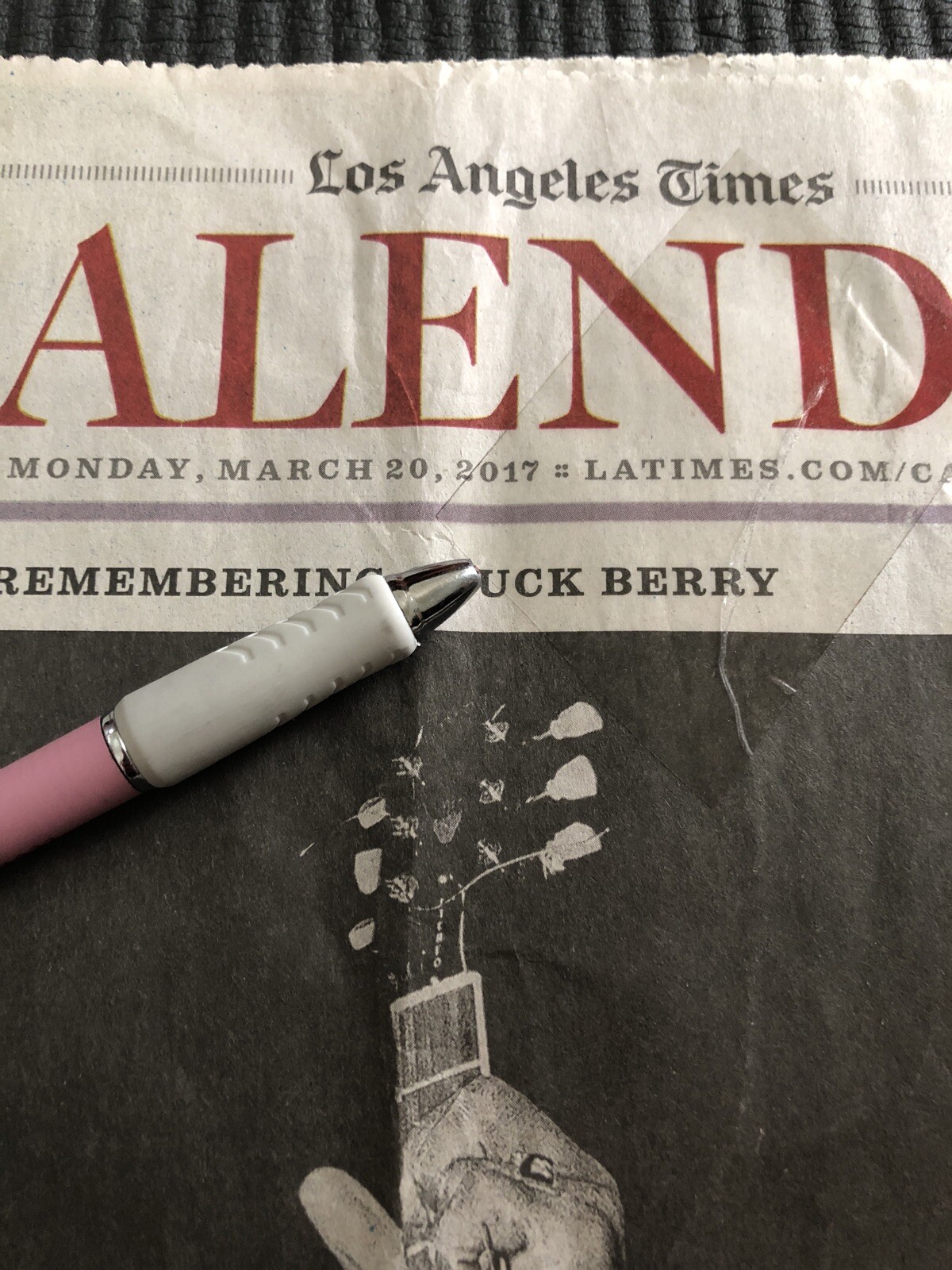 Remembering Chuck Berry Death 3/20/2017 Los Angeles Times Newspaper Rock Classic