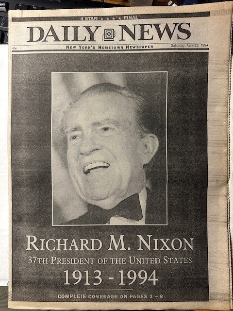 President Richard Nixon Dies New York Daily News – April 23, 1994
