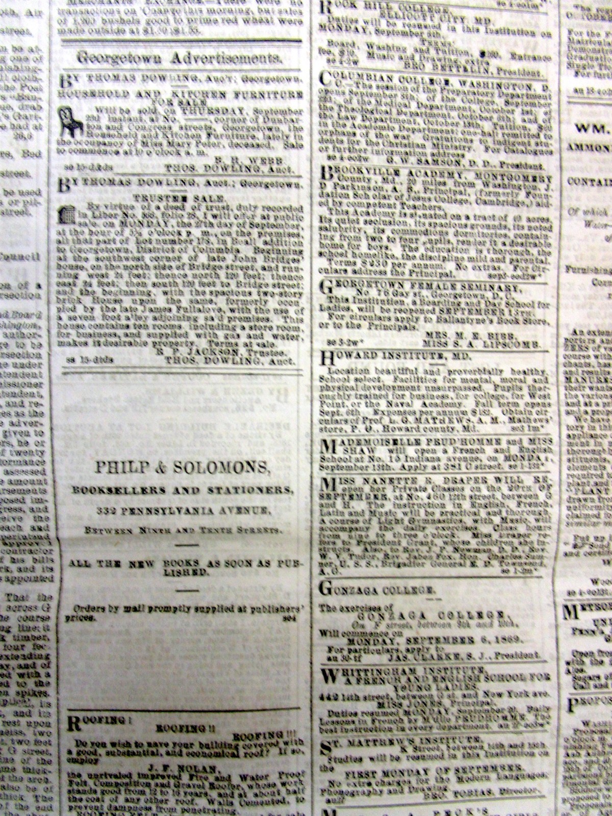 Lot of 10 1869 Washington DC post-Civil War newspapers fm THE RECONSTRUCTION ERA