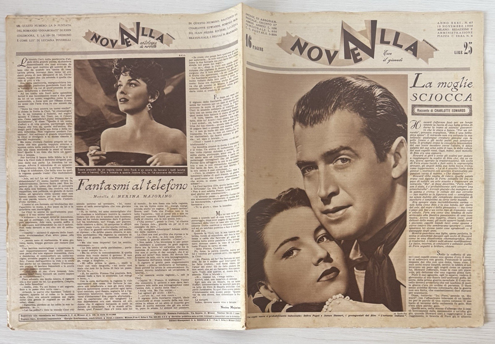 NEW Rizzoli Women’s Literary Magazine No.47 1950 Debra Paget James Stewart