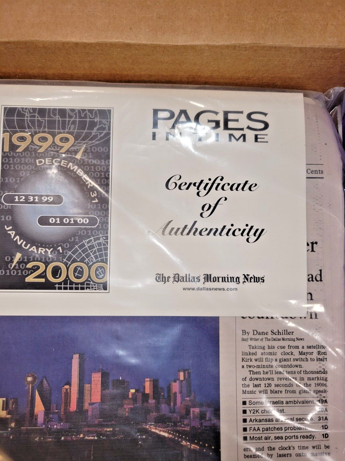 Y2K Millennium Commemorative Edition Dallas Morning New Dec 31, 1999 Jan 1, 2000