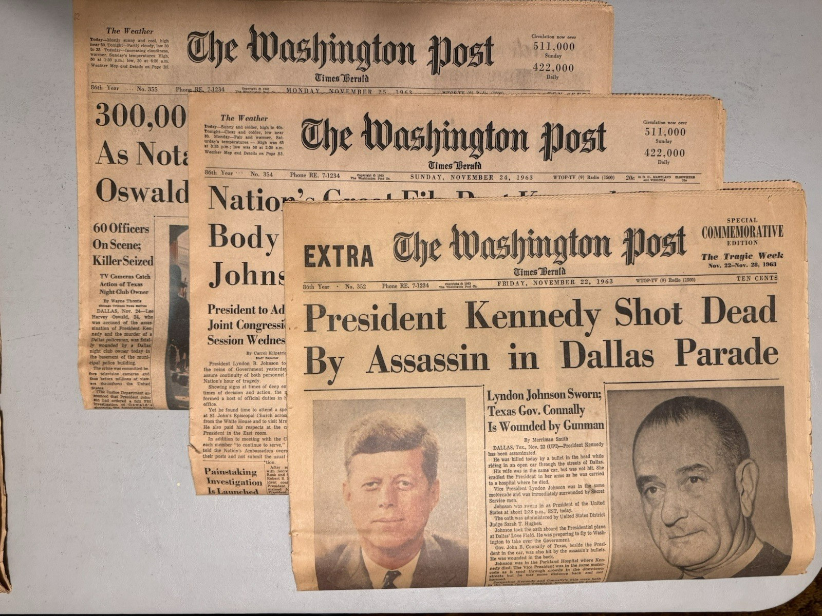 THE WASHINGTON POST-SPECIAL COMMEMORATIVE EDITION-NOV 22-28 1963 KENNEDY SHOT