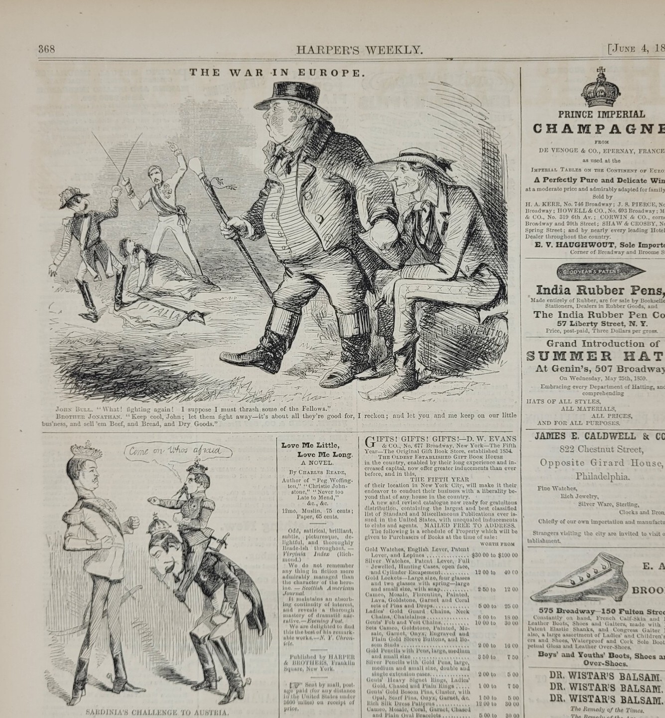 Harper’s Weekly 6/4/1859 TurinPiedmont Italy / Massacre in Mexico
