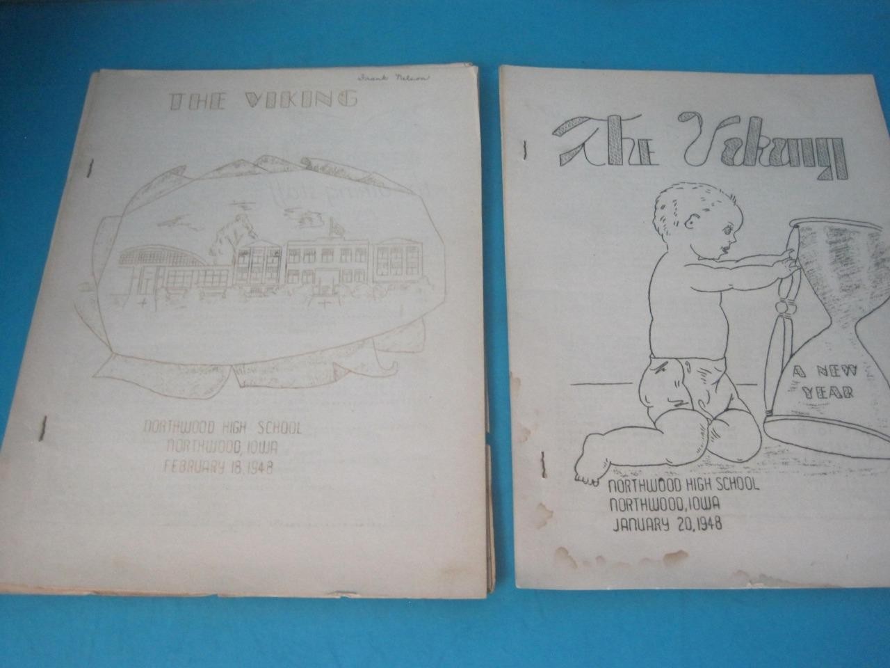 LOT OF 14 THE VIKING NORTHWOOD HIGHSCHOOL IOWA 1947-1948 NEWSPAPER BOOKLET RARE