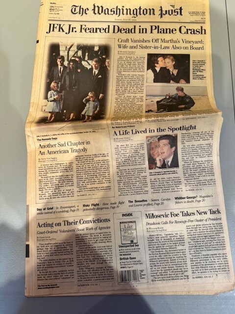 Washington Post , July 18 1999 JFK Jr Feared Dead in Plane Crash articles