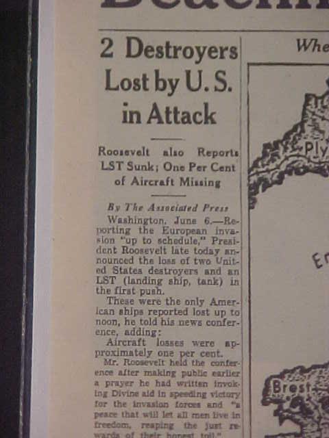 VINTAGE NEWSPAPER HEADLINES ~ WORLD WAR 2 NAZI BATTLE D-DAY INVASION WWII 1944
