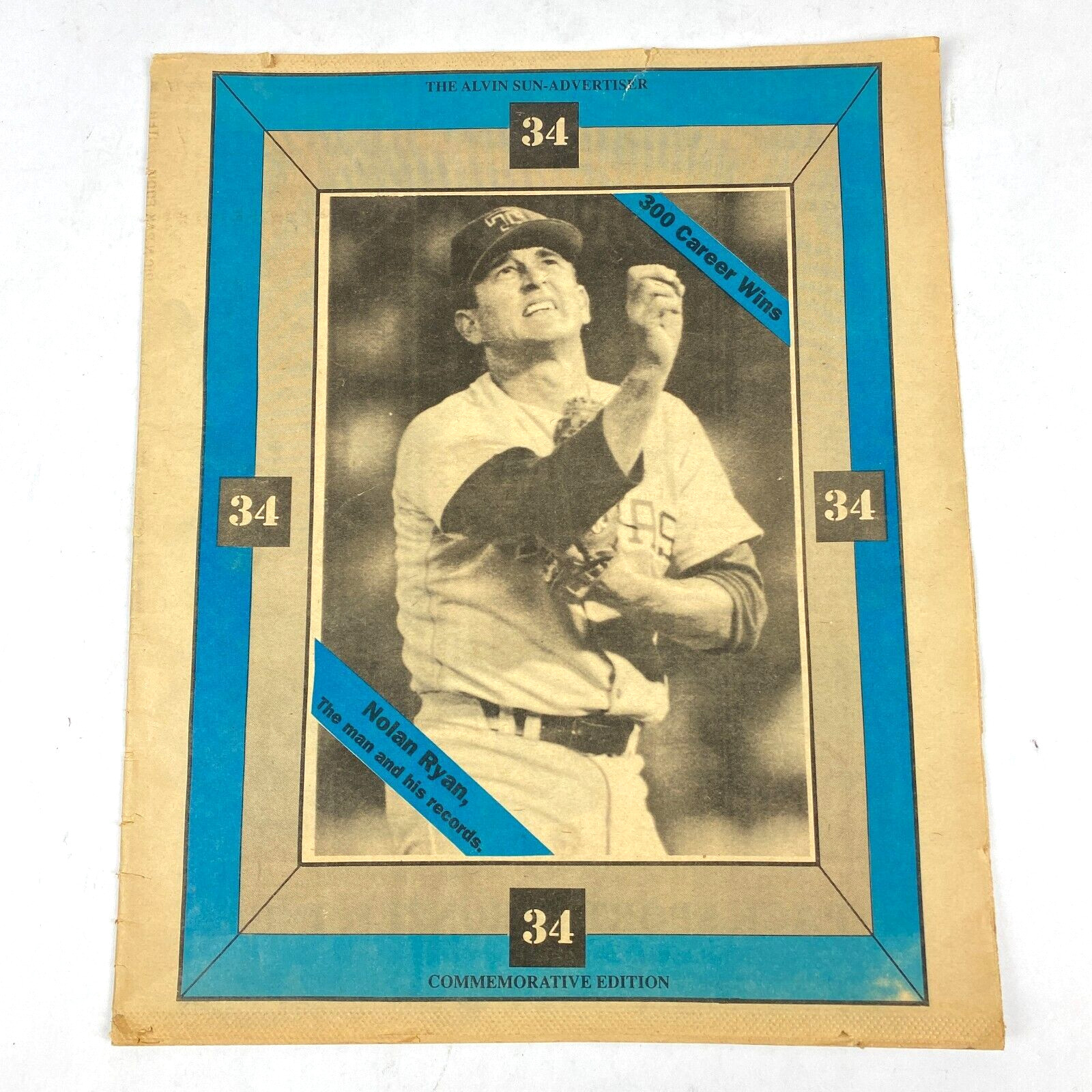 Alvin Sun Advertiser Newspaper Nolan Ryan Baseball Commemorative Edition 1990