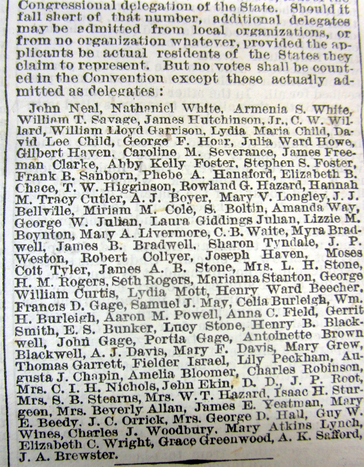 1869 NY Times newspaper wth FOUNDING of THE AMERICAN WOMAN SUFFRAGE ASSOCIATION